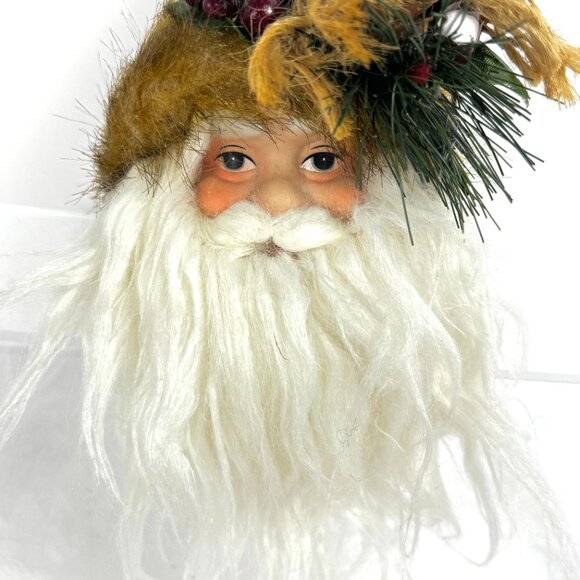 Santa's Collection 2009 Series Head Christmas Tree Ornament Ceramic Face - Picture 2 of 10